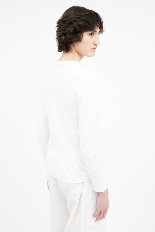 Beams White Waffle Long Sleeve Top