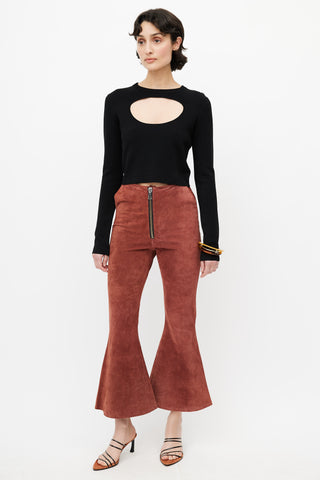 Beaufille Rust Suede Flare Zip Pant