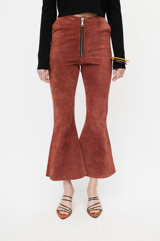 Beaufille Rust Suede Flare Zip Pant