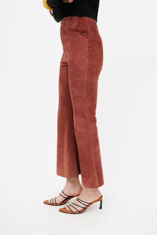 Beaufille Rust Suede Flare Zip Pant