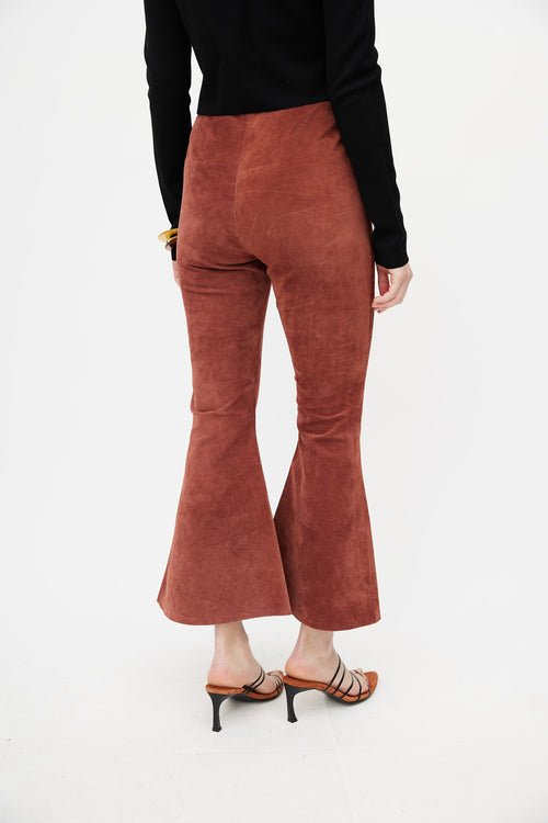 Beaufille Rust Suede Flare Zip Pant