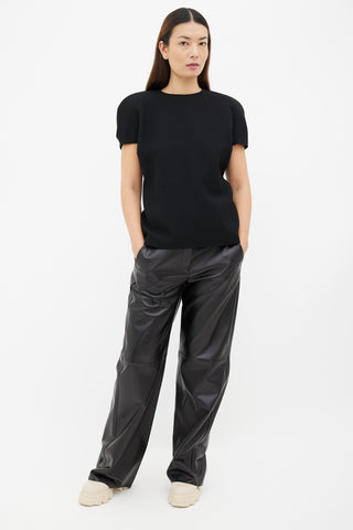 Bottega Veneta Black Cap Short Sleeve Top