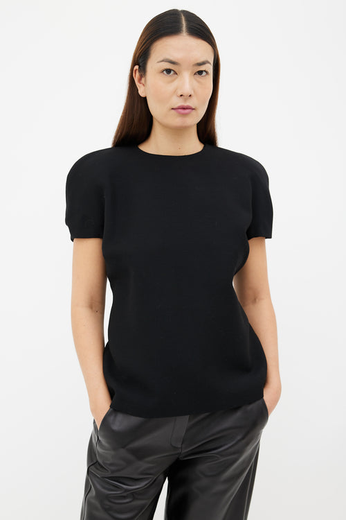 Bottega Veneta Black Cap Short Sleeve Top