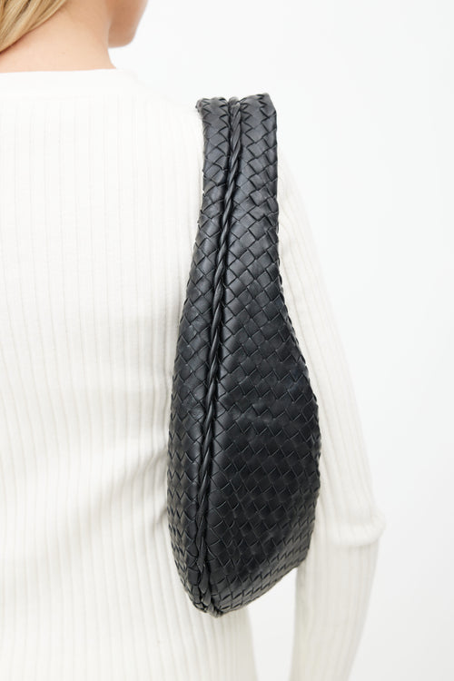 Bottega Veneta Black Intrecciato Woven Shoulder Bag