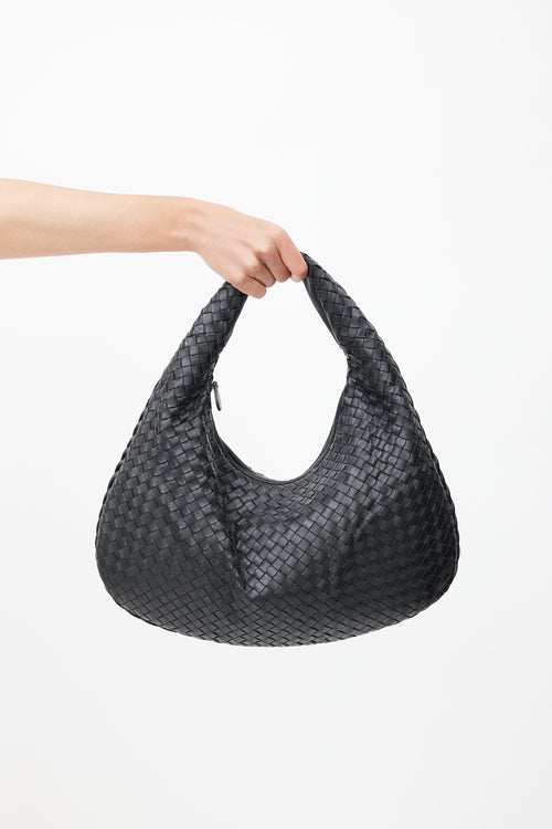 Bottega Veneta Black Intrecciato Woven Shoulder Bag