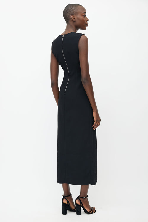 Bottega Veneta Black Square Neck Fitted Dress