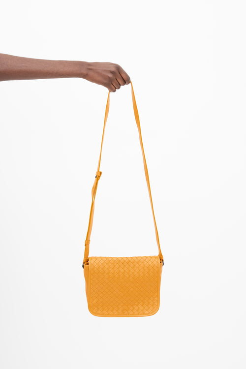 Bottega Veneta Orange Intrecciato Leather Shoulder Bag