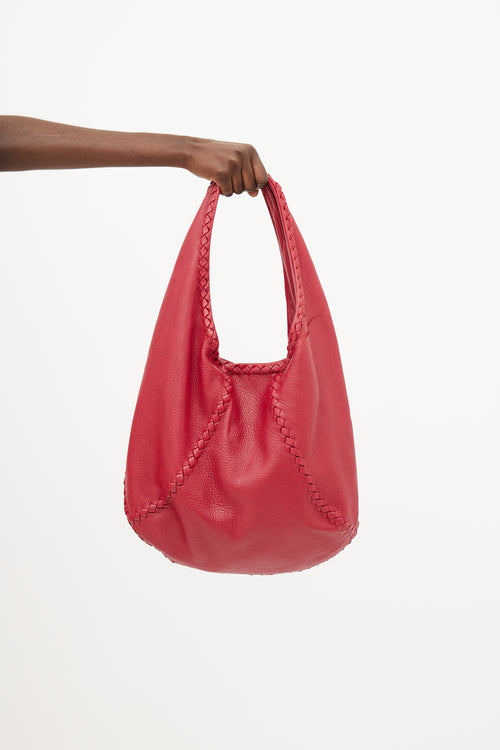 Bottega Veneta Red Cervo Leather Baseball Tote Bag