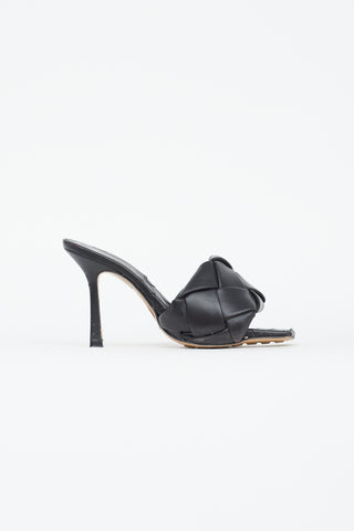 Bottega Veneta Black Woven Leather Lido Mule