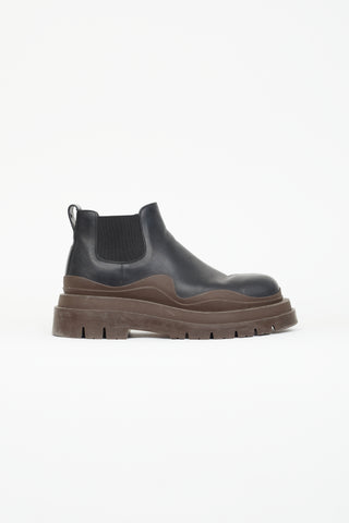 Bottega Veneta Black 
Brown Tire Chelsea Boot