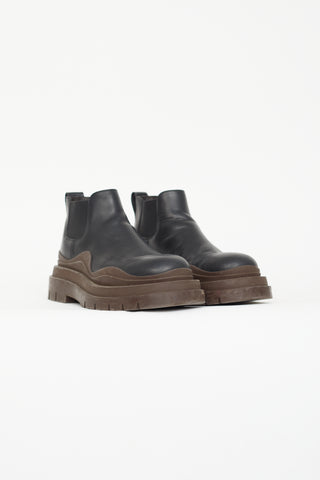 Bottega Veneta Black 
Brown Tire Chelsea Boot