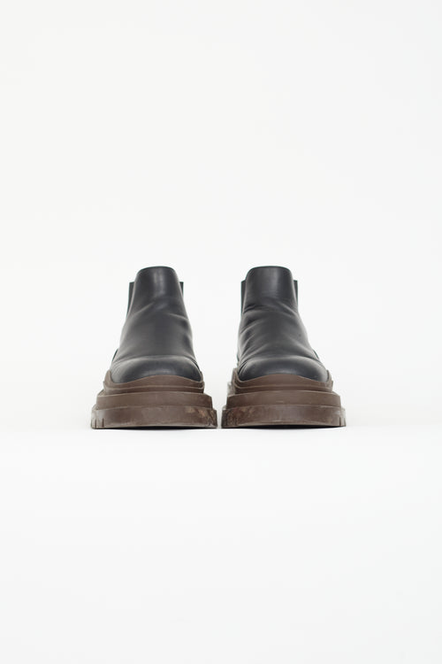 Bottega Veneta Black 
Brown Tire Chelsea Boot