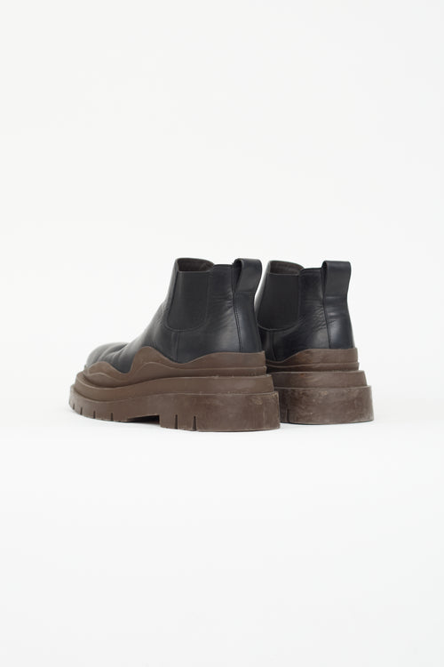 Bottega Veneta Black 
Brown Tire Chelsea Boot