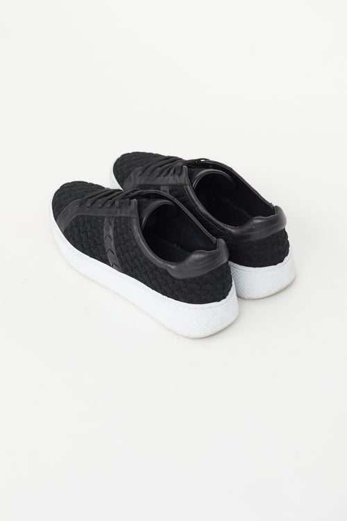 Bottega Veneta Black 
White Quilted Platform Sneaker