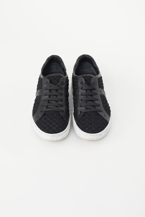 Bottega Veneta Black 
White Quilted Platform Sneaker