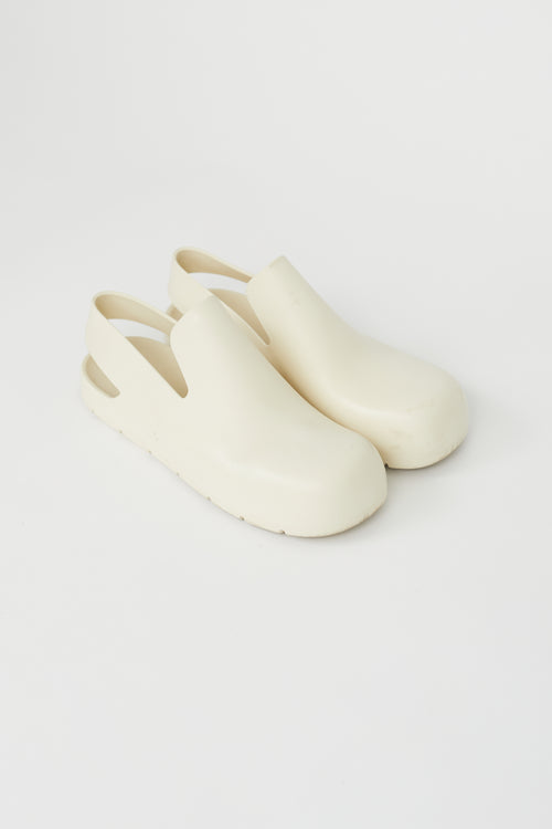 Bottega Veneta Cream Rubber Puddle Slingback Mule