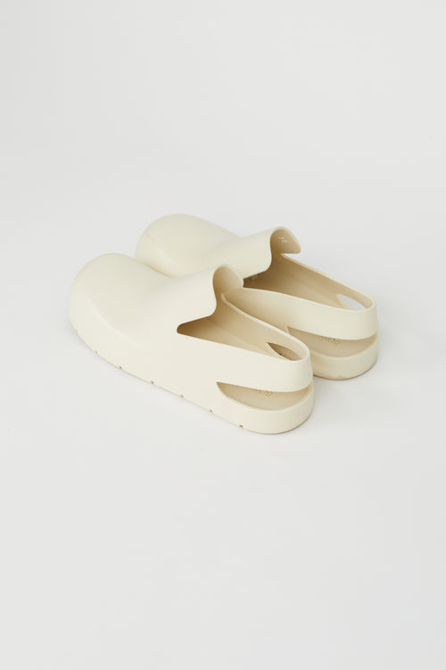 Bottega Veneta Cream Rubber Puddle Slingback Mule