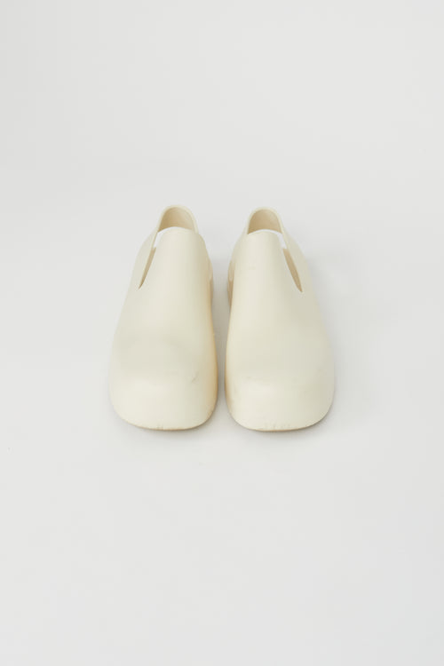 Bottega Veneta Cream Rubber Puddle Slingback Mule