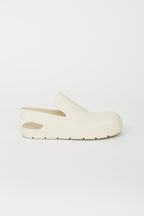 Bottega Veneta Cream Rubber Puddle Slingback Mule