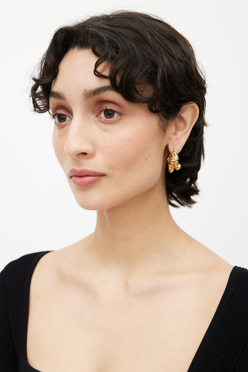 Bottega Veneta Gold Multi Knot Hoop Earring