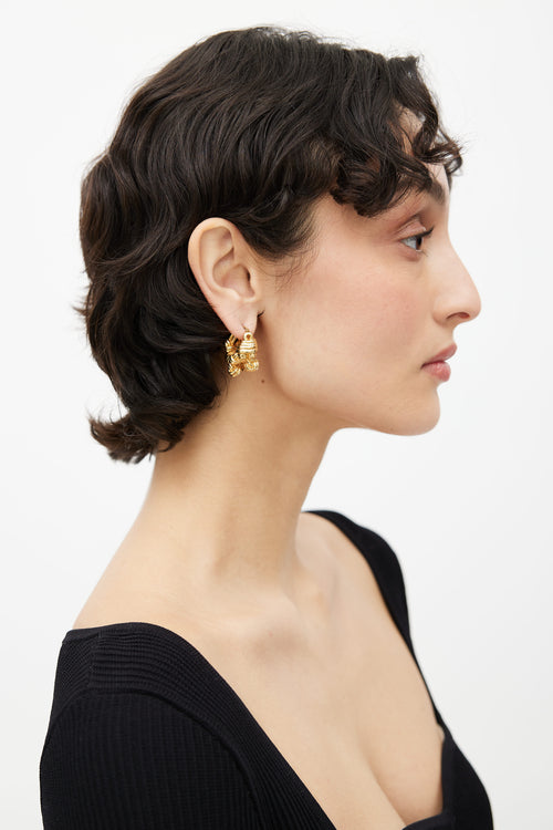 Bottega Veneta Gold Multi Knot Hoop Earring