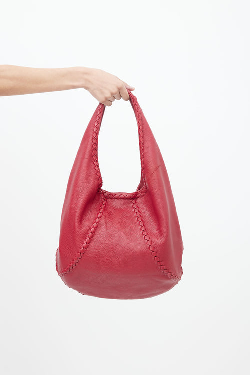 Bottega Veneta Red Cervo Leather Baseball Tote Bag