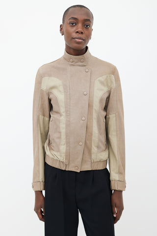 Bottega Veneta Taupe Leather Moto Jacket