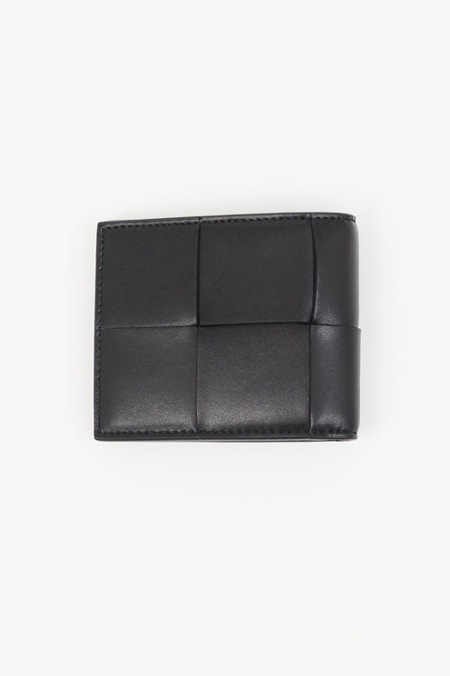 Bottega Veneta Black Leather Intrecciato Bifold Wallet