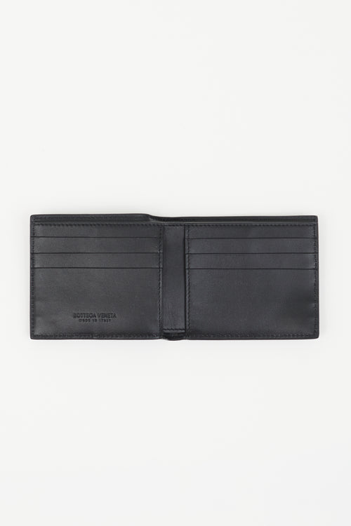 Bottega Veneta Black Leather Intrecciato Bifold Wallet