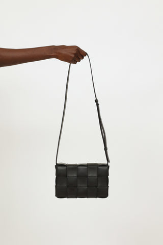 Bottega Veneta Black Leather Intreccio Cassette Bag