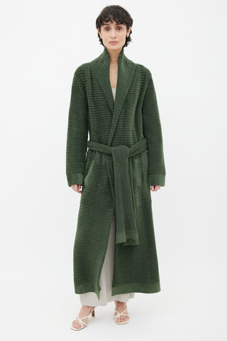 Brandon Maxwell Green Ribbed Belted Robe