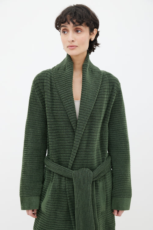 Brandon Maxwell Green Ribbed Belted Robe