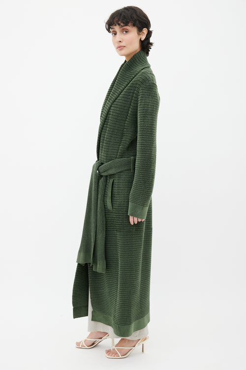 Brandon Maxwell Green Ribbed Belted Robe