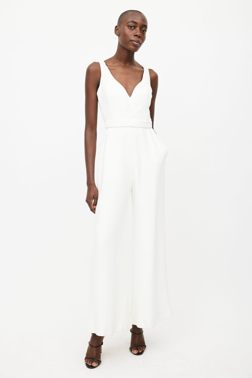 Brandon Maxwell White Belted Jumpsuit