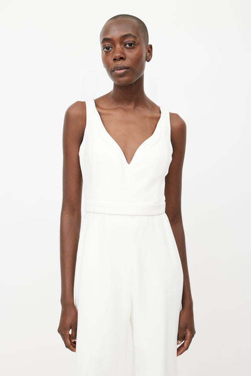 Brandon Maxwell White Belted Jumpsuit