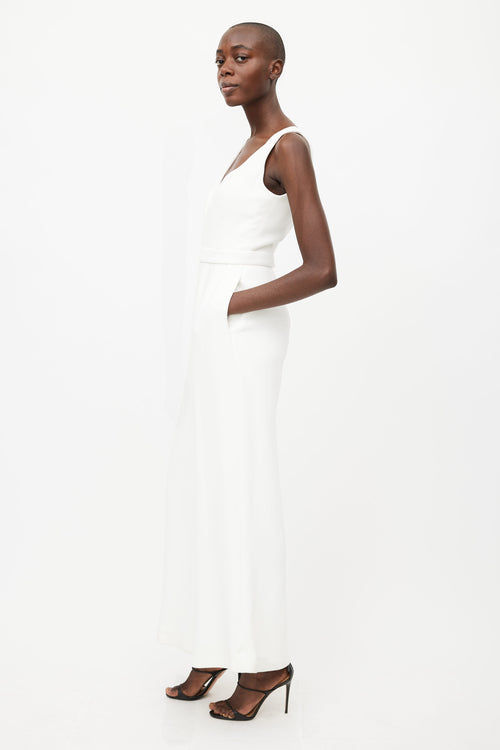 Brandon Maxwell White Belted Jumpsuit