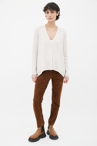 Brunello Cucinelli Cream Monili Beaded Trim Cardigan