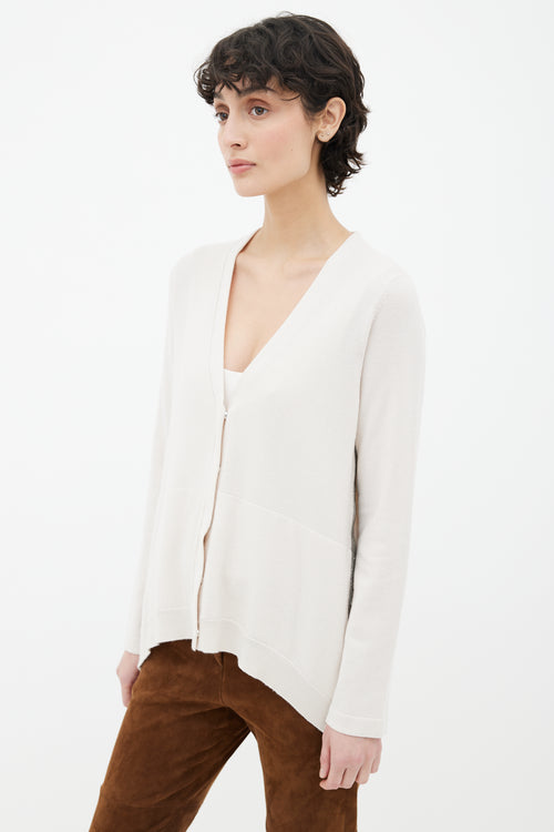 Brunello Cucinelli Cream Monili Beaded Trim Cardigan