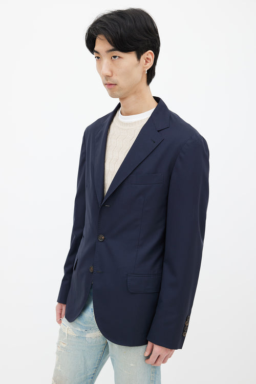 Brunello Cucinelli Navy Three Buttons Light Blazer