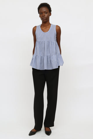 Blue 
White Stripe Silk Top Brunello Cucinelli