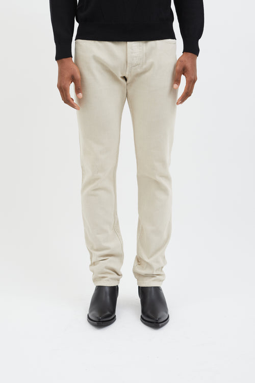 Brunello Cucinelli Beige Controllo Straight Leg Jeans