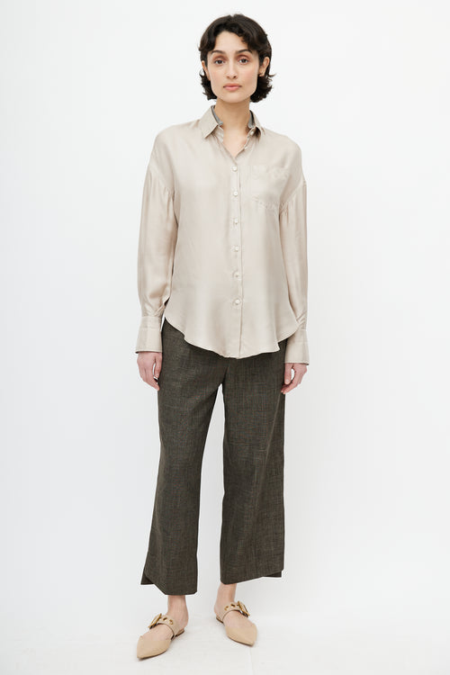 Brunello Cucinelli Beige Monili Silk Shirt