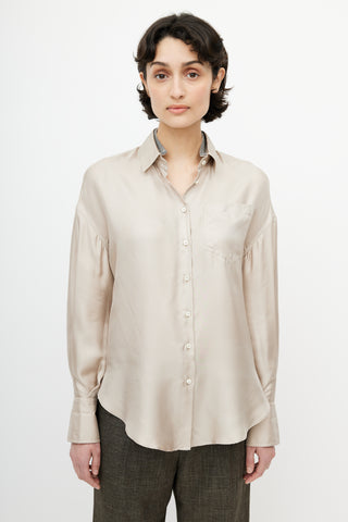 Brunello Cucinelli Beige Monili Silk Shirt