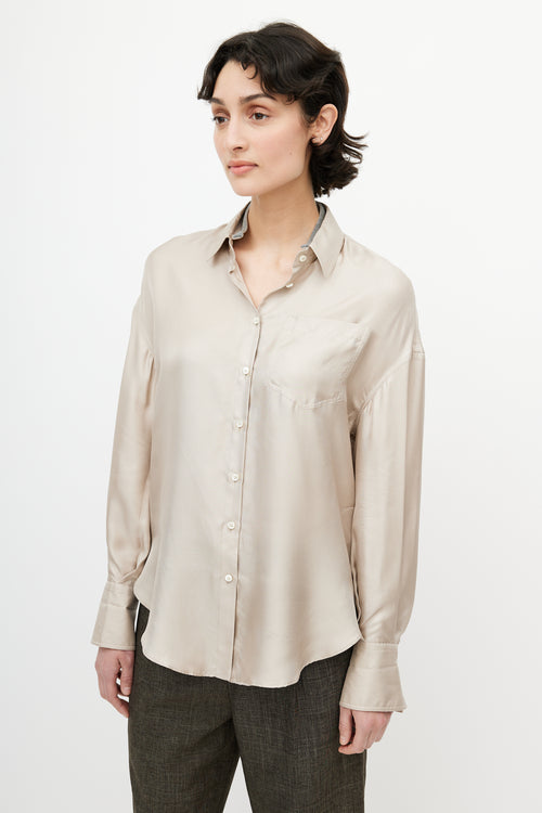 Brunello Cucinelli Beige Monili Silk Shirt