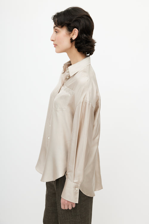 Brunello Cucinelli Beige Monili Silk Shirt