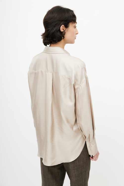 Brunello Cucinelli Beige Monili Silk Shirt