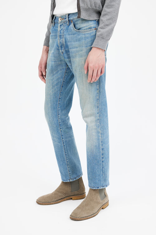 Brunello Cucinelli Blue Sand Wash Slim Leg Jeans