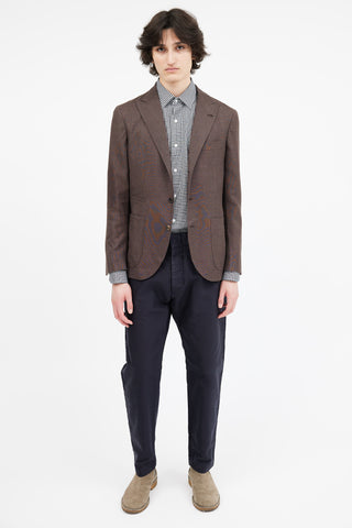 Brunello Cucinelli Brown Wool 
Silk Blend Blazer