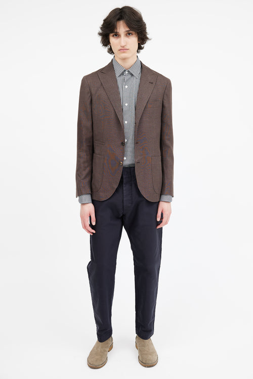 Brunello Cucinelli Brown Wool 
Silk Blend Blazer