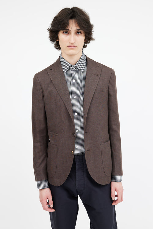 Brunello Cucinelli Brown Wool 
Silk Blend Blazer